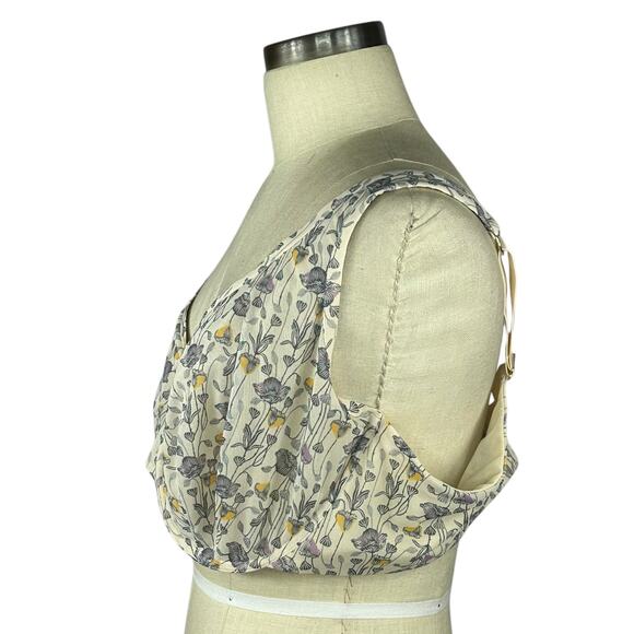 THIRDLOVE Unlined In Bloom Scoop Bra Cream Purple Yellow Women's Size 44E - Picture 3 of 6